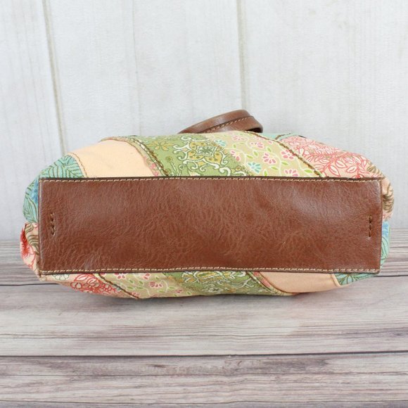 Fossil Genuine Classic Multicolor Embroidered Floral Cotton Patchwork Tote Bag - Picture 8 of 10